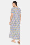 Coucou Maternity Woven Full Length Loungewear Dress With Discreet Feeding - Azure Blue — thumbnail 3